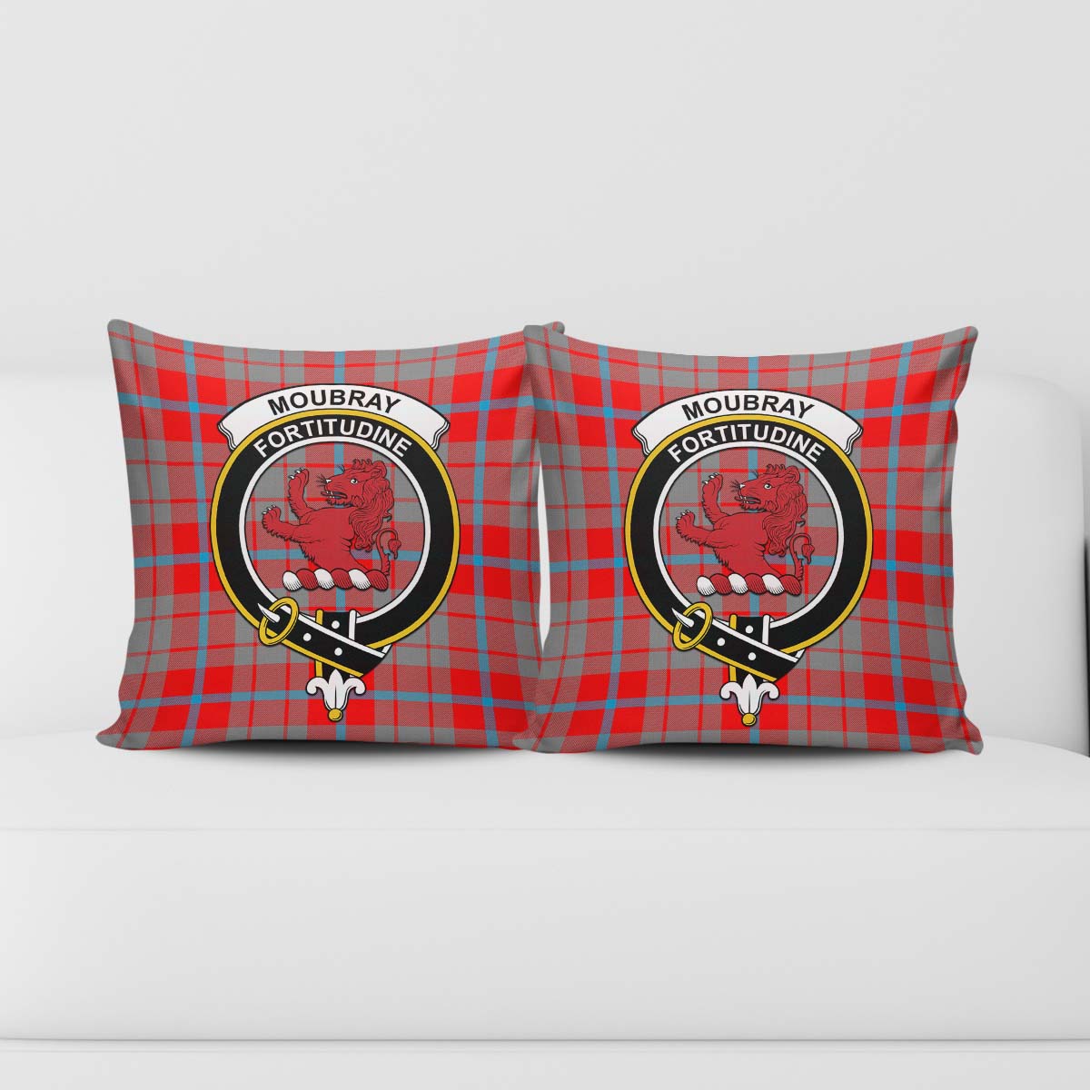 Moubray Tartan Pillow Cover with Family Crest - Tartan Vibes Clothing