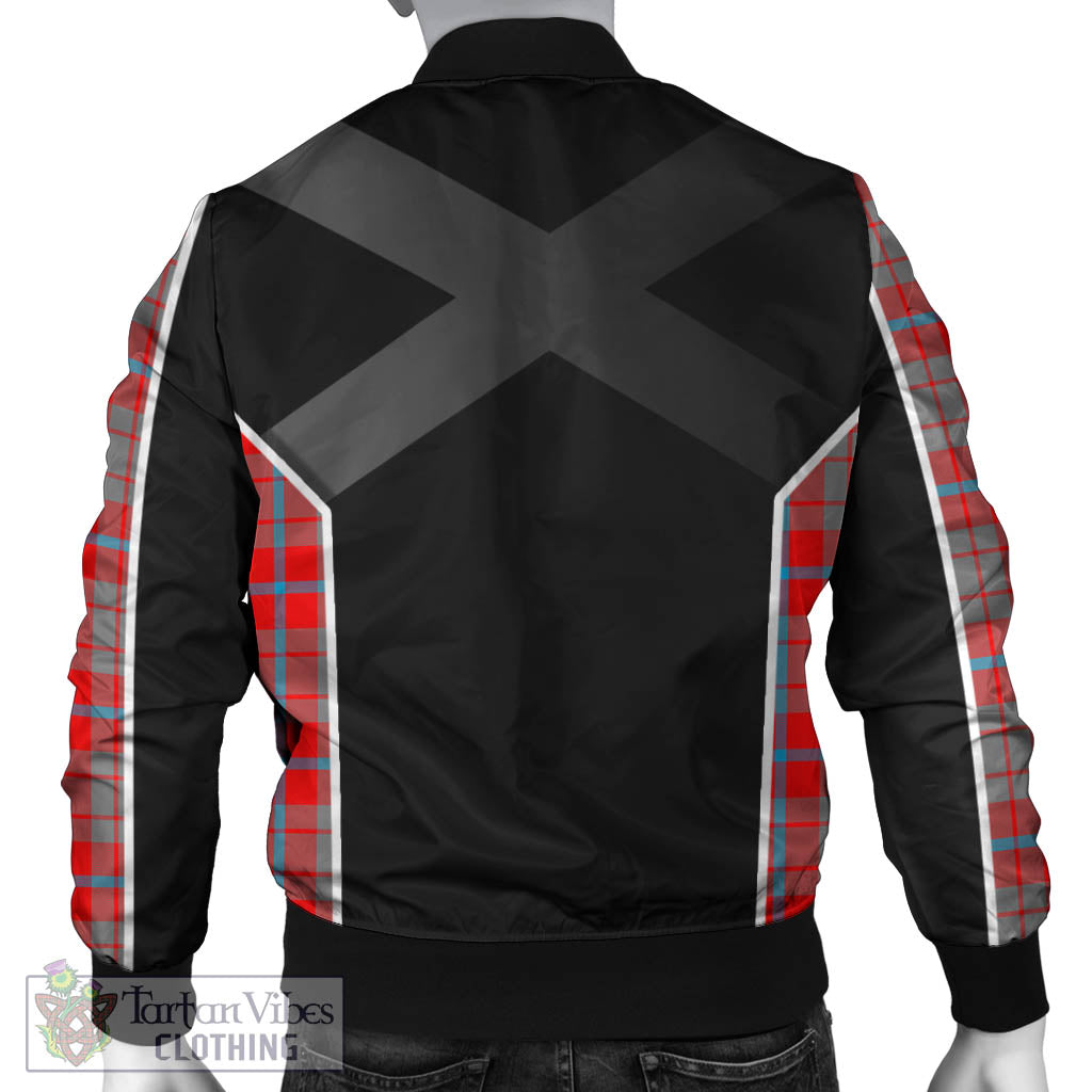 Moubray Tartan Bomber Jacket with Family Crest and Scottish Thistle Vibes Sport Style - Tartan Vibes Clothing