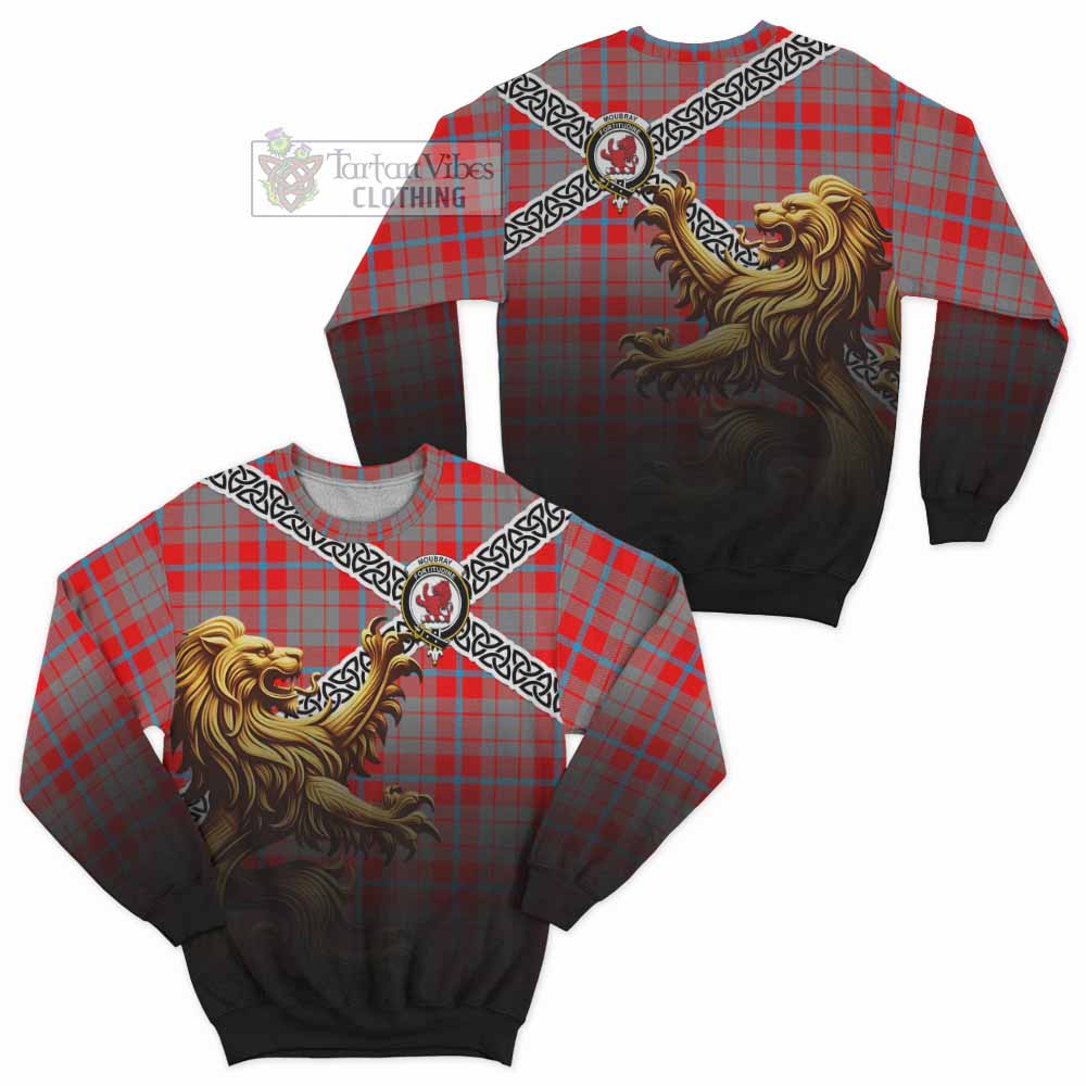 Moubray Crest Tartan Sweatshirt with Golden Lion Emblem Celtic Style - Tartan Vibes Clothing