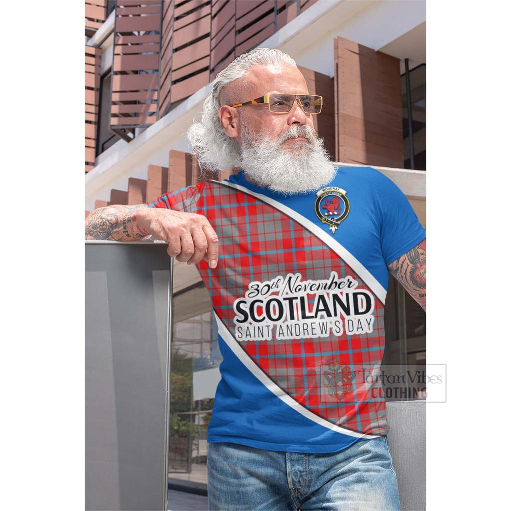 Tartan Vibes Clothing Moubray Family Crest Tartan Cotton T-shirt Celebrate Saint Andrew's Day in Style