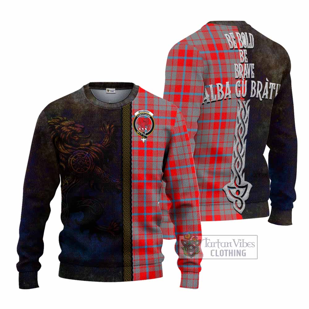 Tartan Vibes Clothing Moubray Tartan Family Crest Knitted Sweater Alba Gu Brath Be Brave Lion Ancient Style