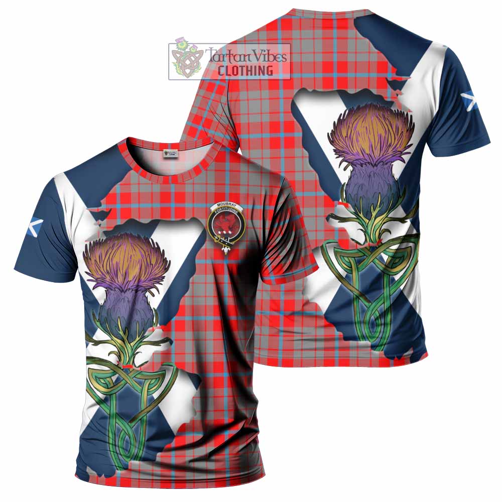 Moubray Tartan Family Crest T-Shirt Scottish Thistle Celtic Inspired - Tartan Vibes Clothing