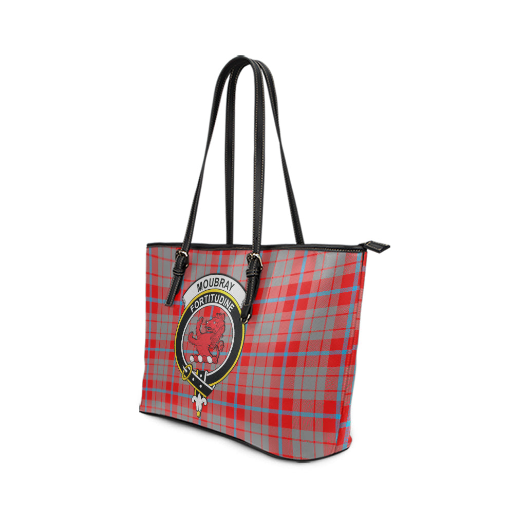 Moubray Tartan Leather Tote Bag with Family Crest - Tartan Vibes Clothing