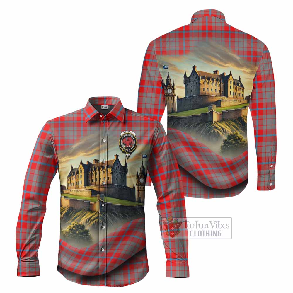 Tartan Vibes Clothing Moubray Tartan Family Crest Long Sleeve Button Shirt with Scottish Ancient Castle Style