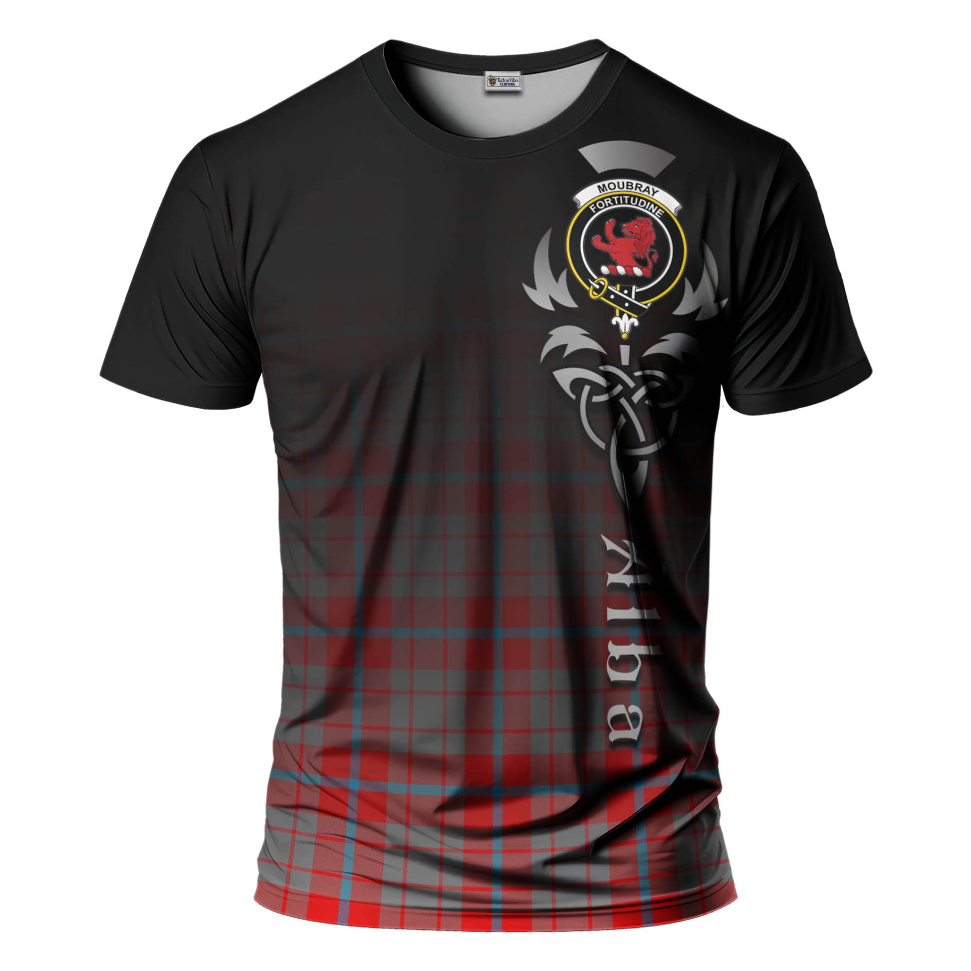 Moubray Tartan T-Shirt Featuring Alba Gu Brath Family Crest Celtic Inspired - Tartan Vibes Clothing