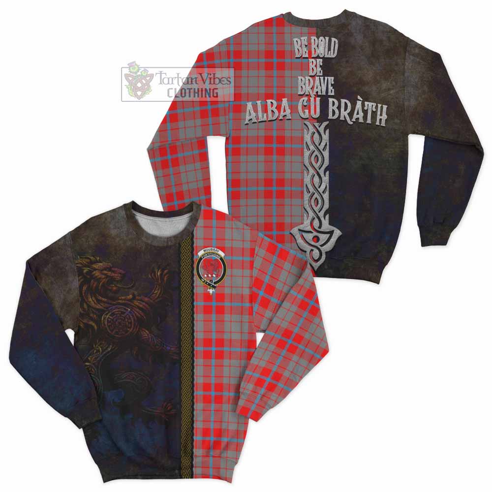 Moubray Tartan Family Crest Sweatshirt Alba Gu Brath Be Brave Lion Ancient Style - Tartan Vibes Clothing