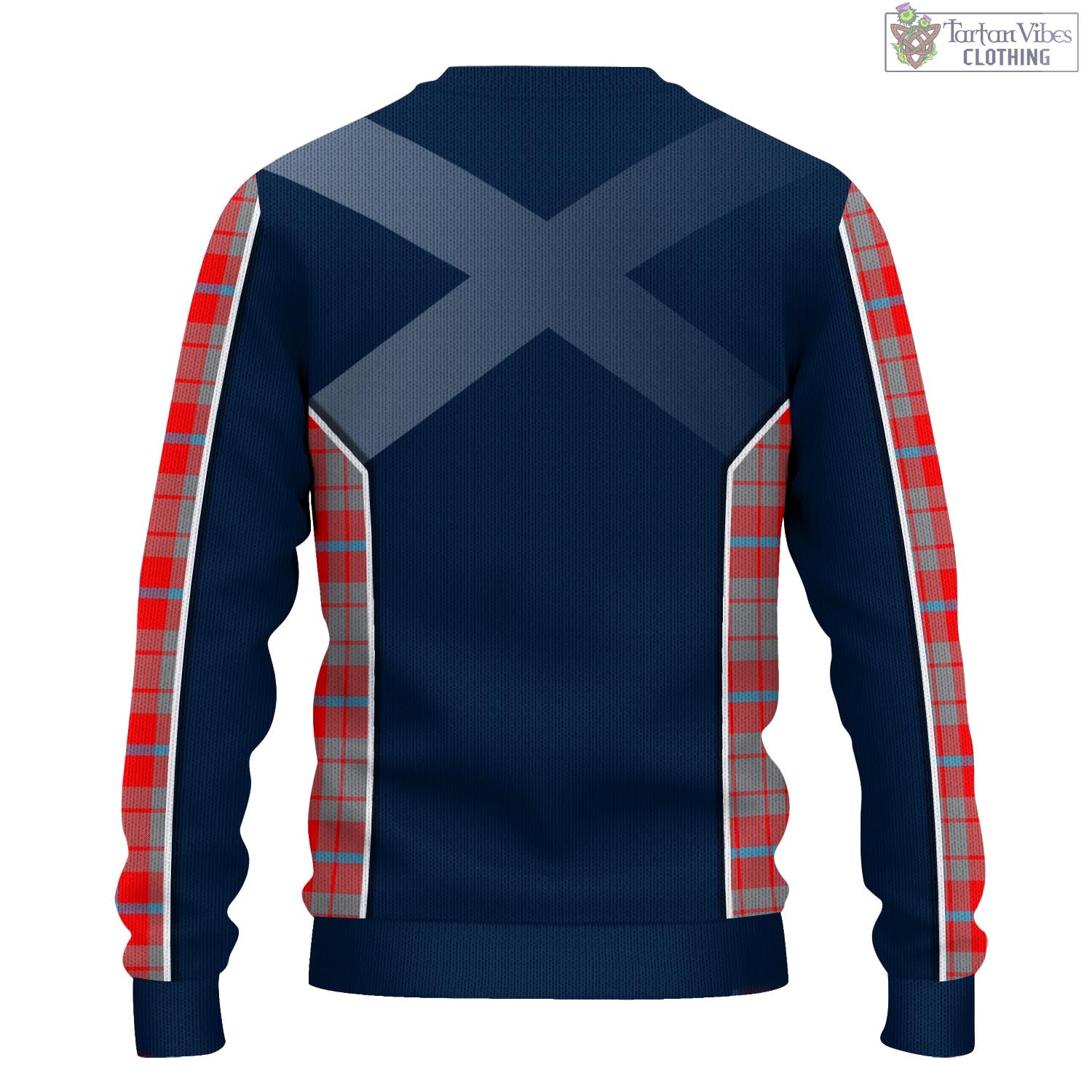 Moubray Tartan Knitted Sweatshirt with Family Crest and Scottish Thistle Vibes Sport Style - Tartan Vibes Clothing