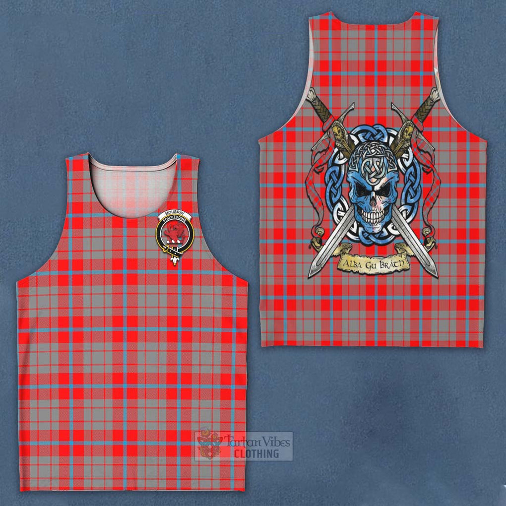 Moubray Tartan Men's Tank Top with Family Crest Celtic Skull Style - Tartan Vibes Clothing