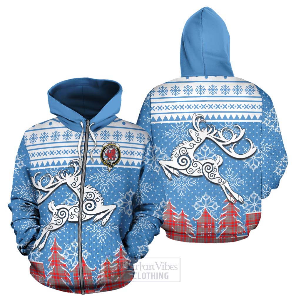 Moubray Clan Christmas Hoodie Celtic Reindeer Style - Tartan Vibes Clothing