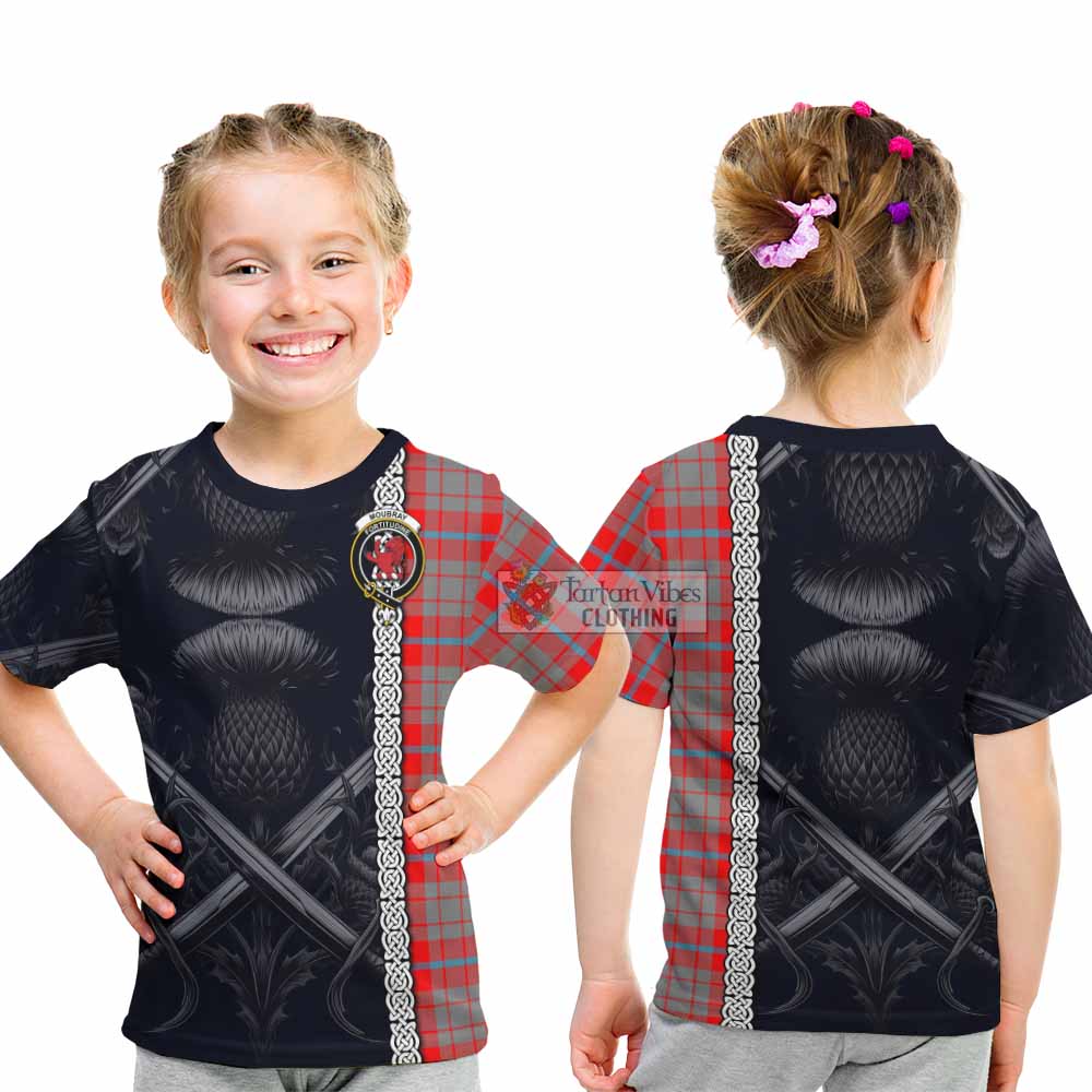 Moubray Tartan Kid T-Shirt with Family Crest Cross Sword Thistle Celtic Vibes - Tartan Vibes Clothing