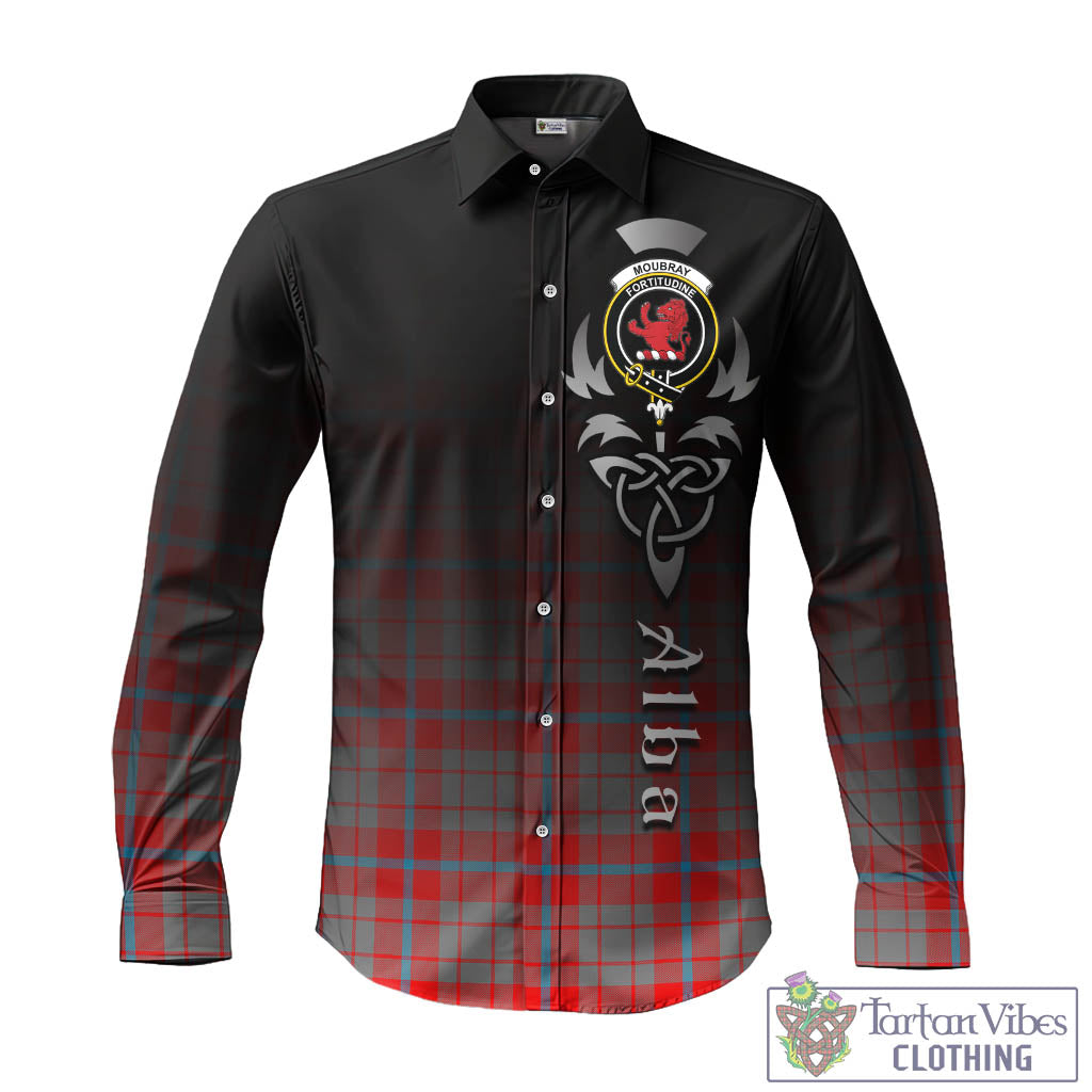 Moubray Tartan Long Sleeve Button Up Featuring Alba Gu Brath Family Crest Celtic Inspired - Tartan Vibes Clothing