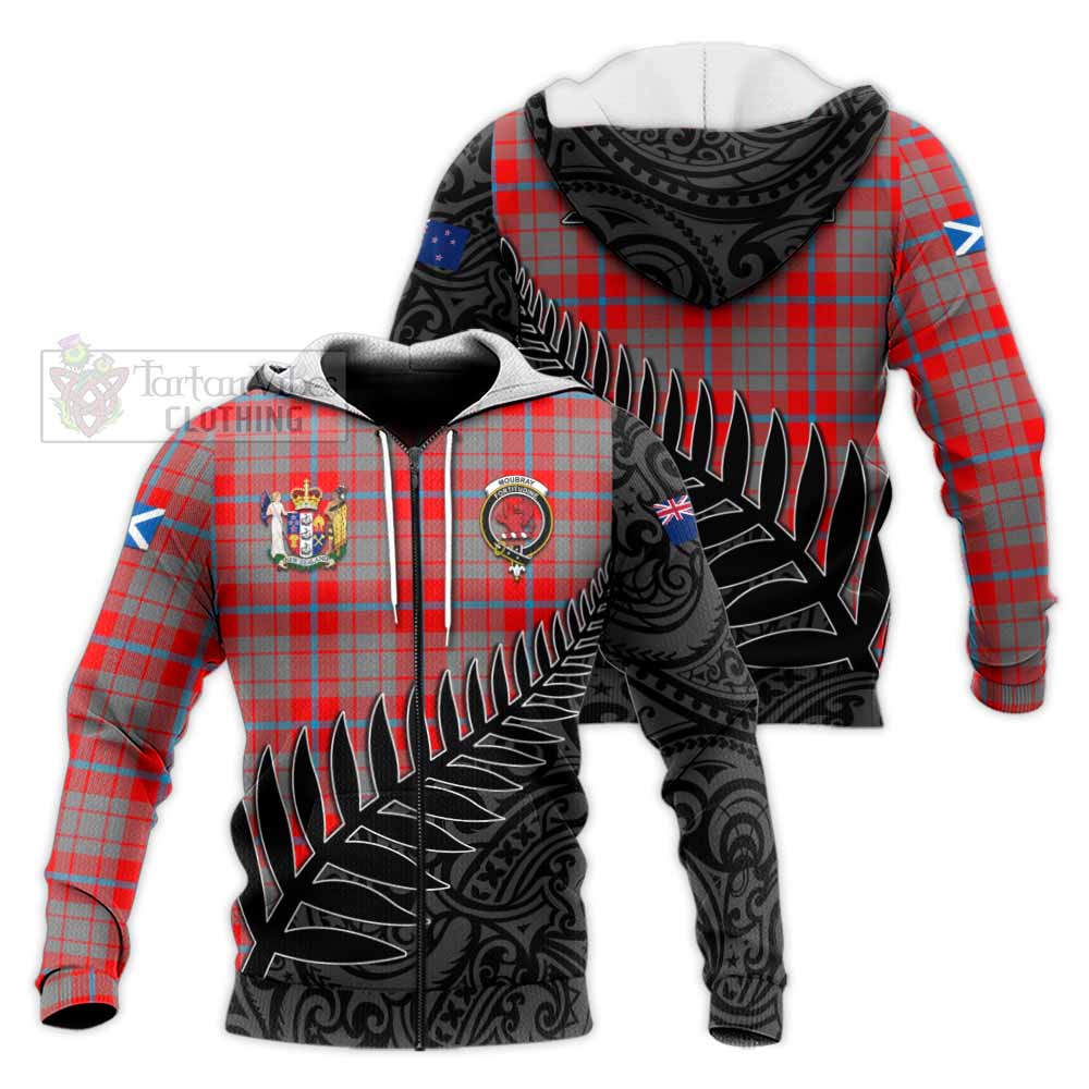 Tartan Vibes Clothing Moubray Crest Tartan Knitted Hoodie with New Zealand Silver Fern Half Style