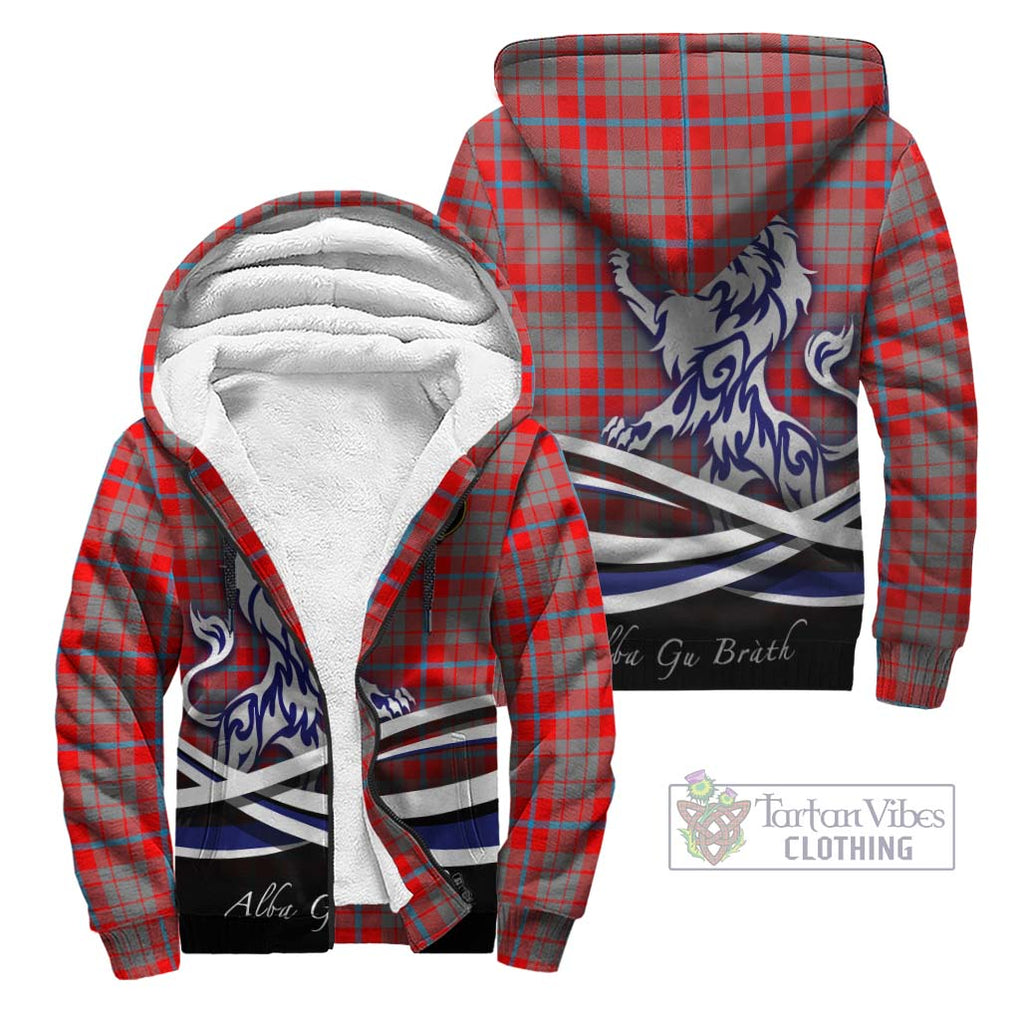 Moubray Tartan Sherpa Hoodie with Alba Gu Brath Regal Lion Emblem Unisex - Tartan Vibes Clothing