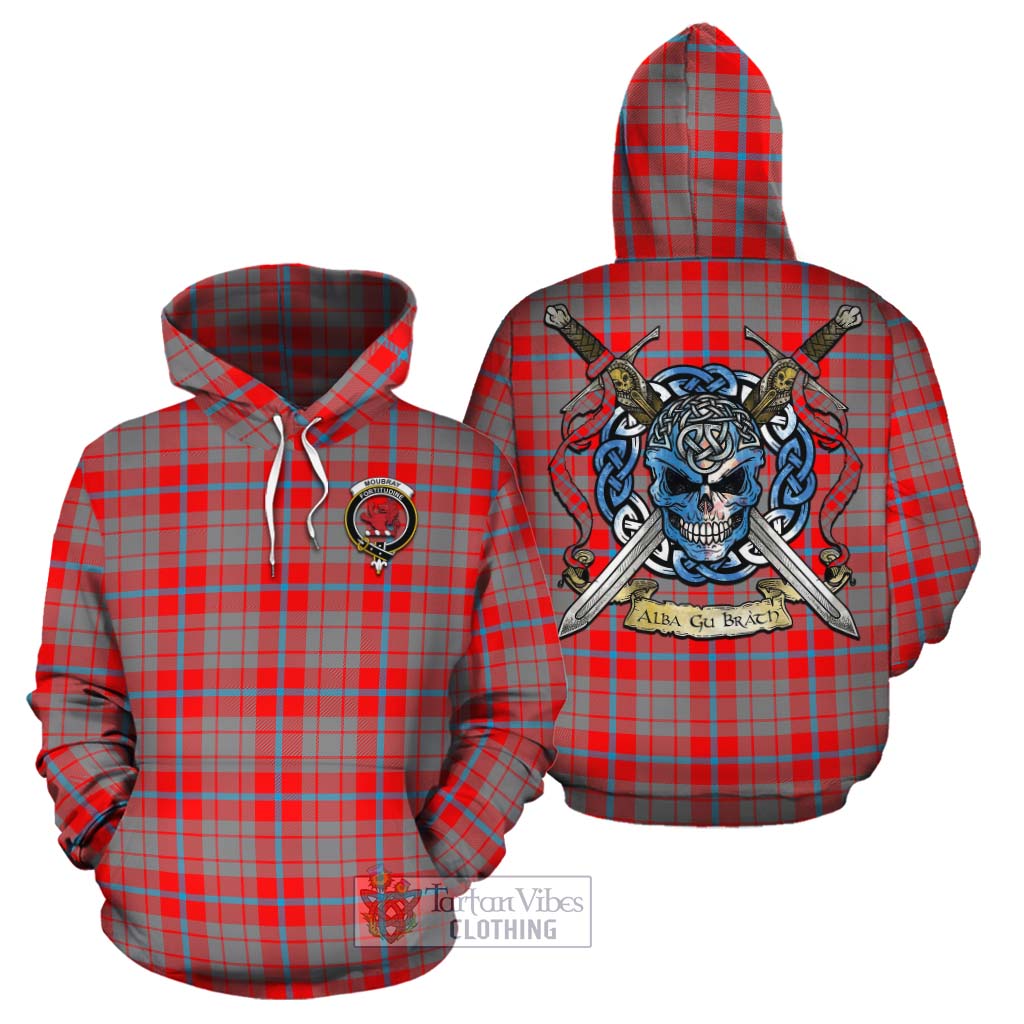 Moubray Tartan Cotton Hoodie with Family Crest Celtic Skull Style Zip Hoodie - Tartan Vibes Clothing