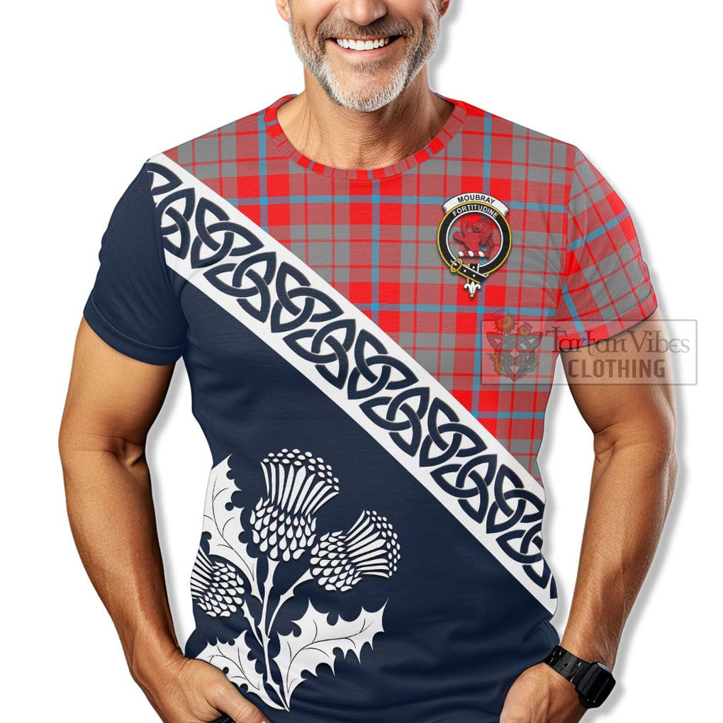 Moubray Tartan T-Shirt Featuring Thistle and Scotland Map - Tartanvibesclothing Store