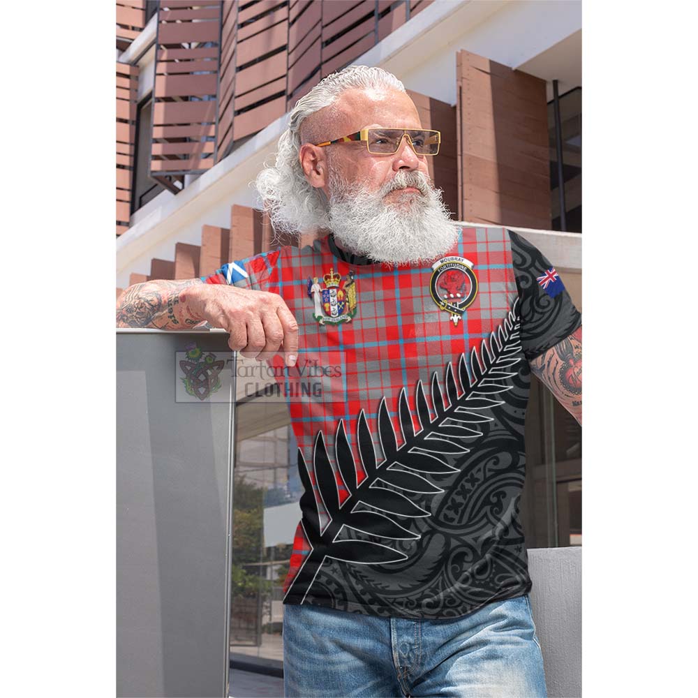 Tartan Vibes Clothing Moubray Crest Tartan Cotton T-shirt with New Zealand Silver Fern Half Style