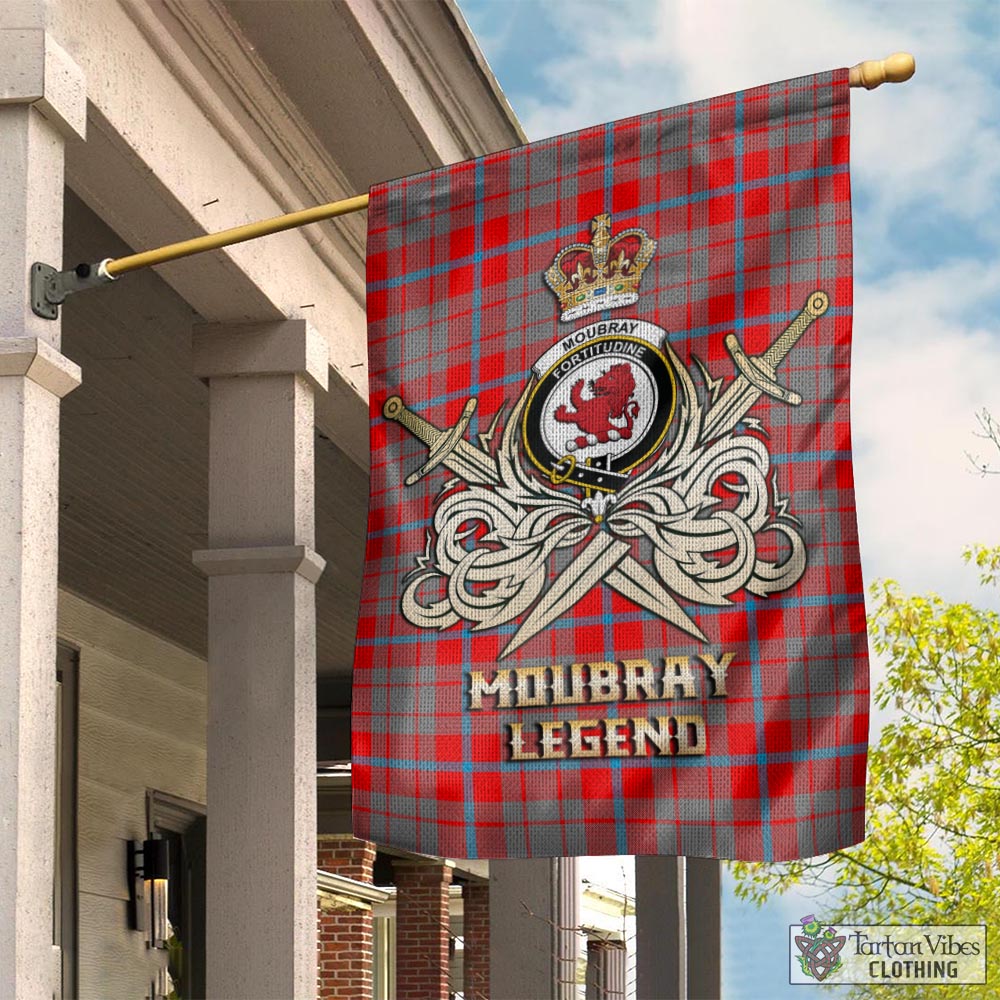 Tartan Vibes Clothing Moubray Tartan Flag with Clan Crest and the Golden Sword of Courageous Legacy