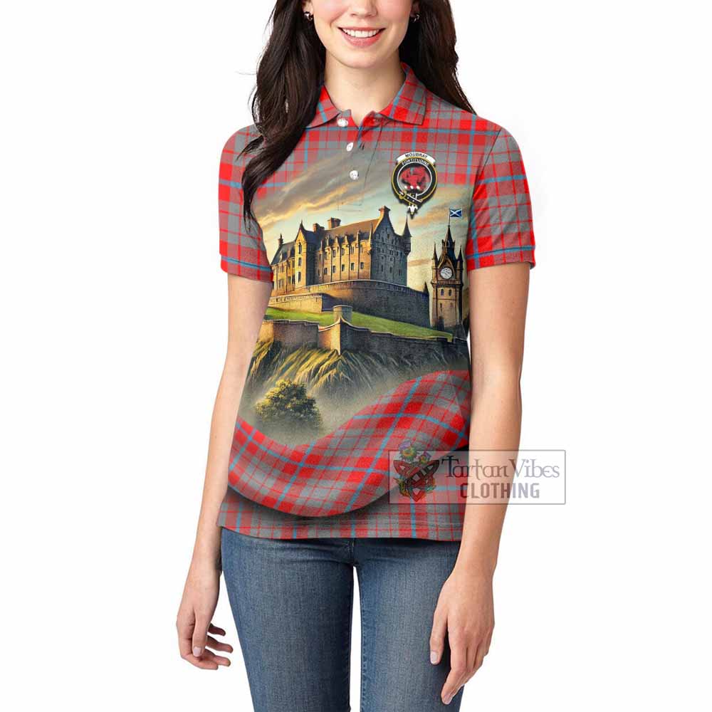Moubray Tartan Family Crest Women's Polo Shirt with Scottish Ancient Castle Style - Tartan Vibes Clothing