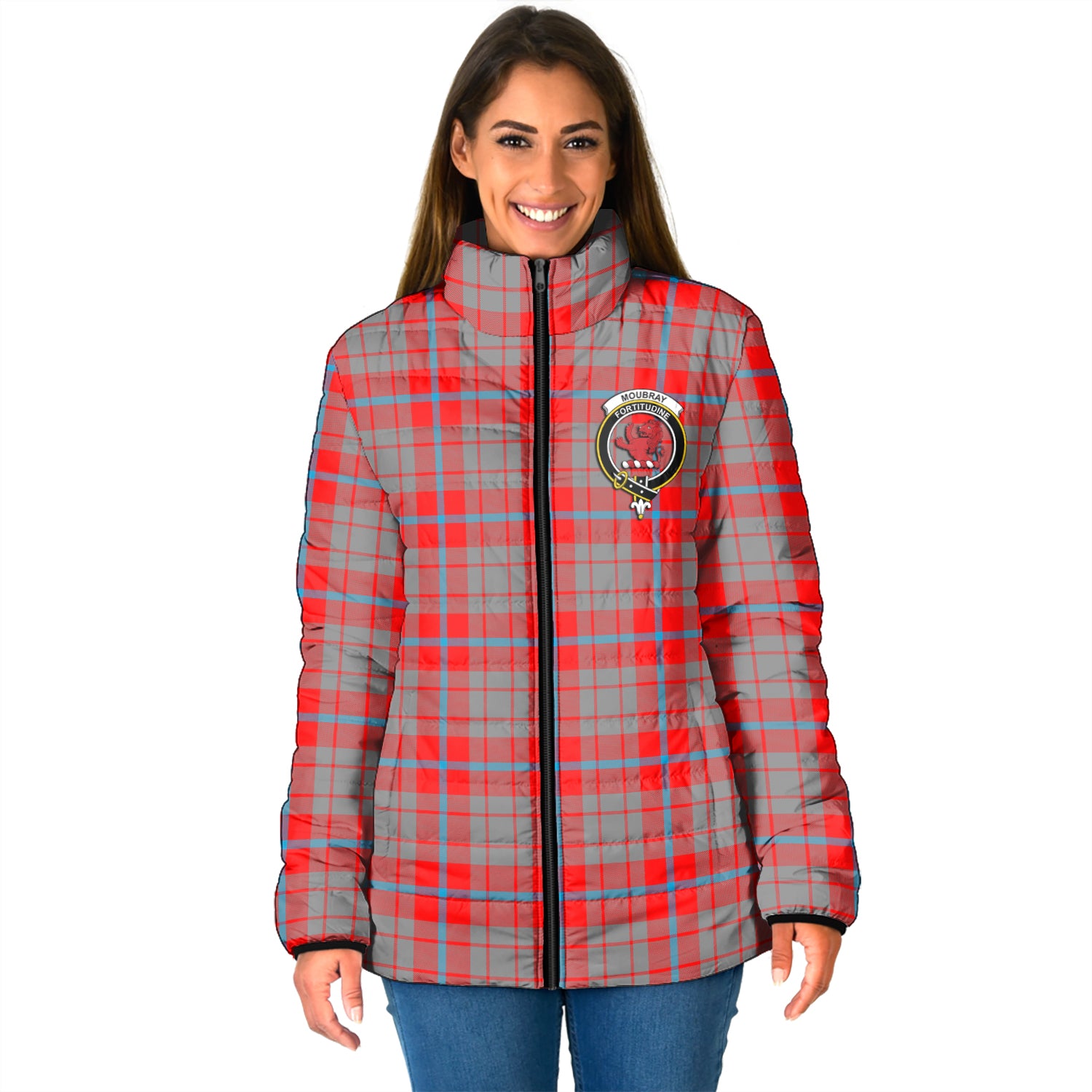 Moubray Tartan Padded Jacket with Family Crest - Tartan Vibes Clothing