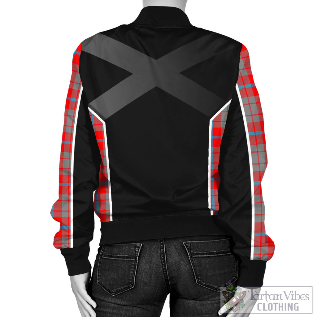 Moubray Tartan Bomber Jacket with Family Crest and Scottish Thistle Vibes Sport Style - Tartan Vibes Clothing