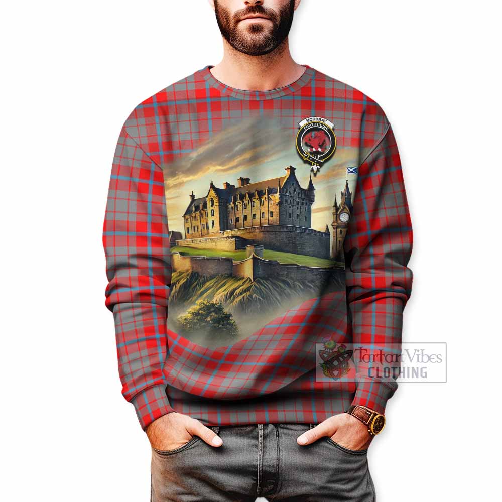 Moubray Tartan Family Crest Sweatshirt with Scottish Ancient Castle Style - Tartan Vibes Clothing