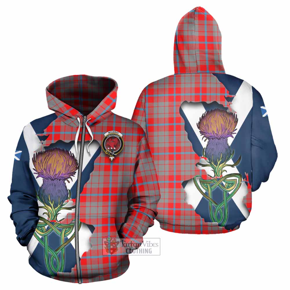 Moubray Tartan Family Crest Hoodie Scottish Thistle Celtic Inspired Zip Hoodie - Tartan Vibes Clothing