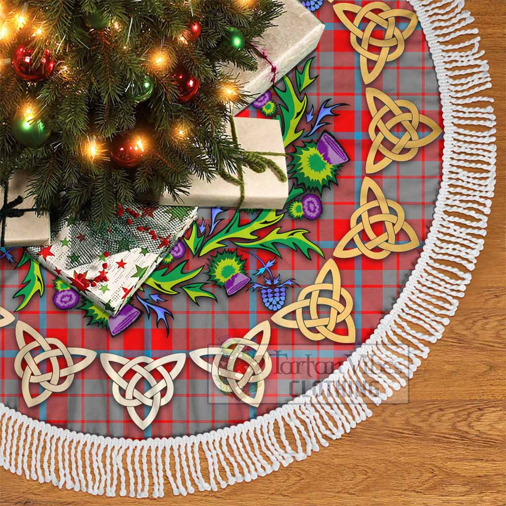 Tartan Vibes Clothing Moubray Tartan Christmas Tree Skirt with Thistle Celtic Knot Style