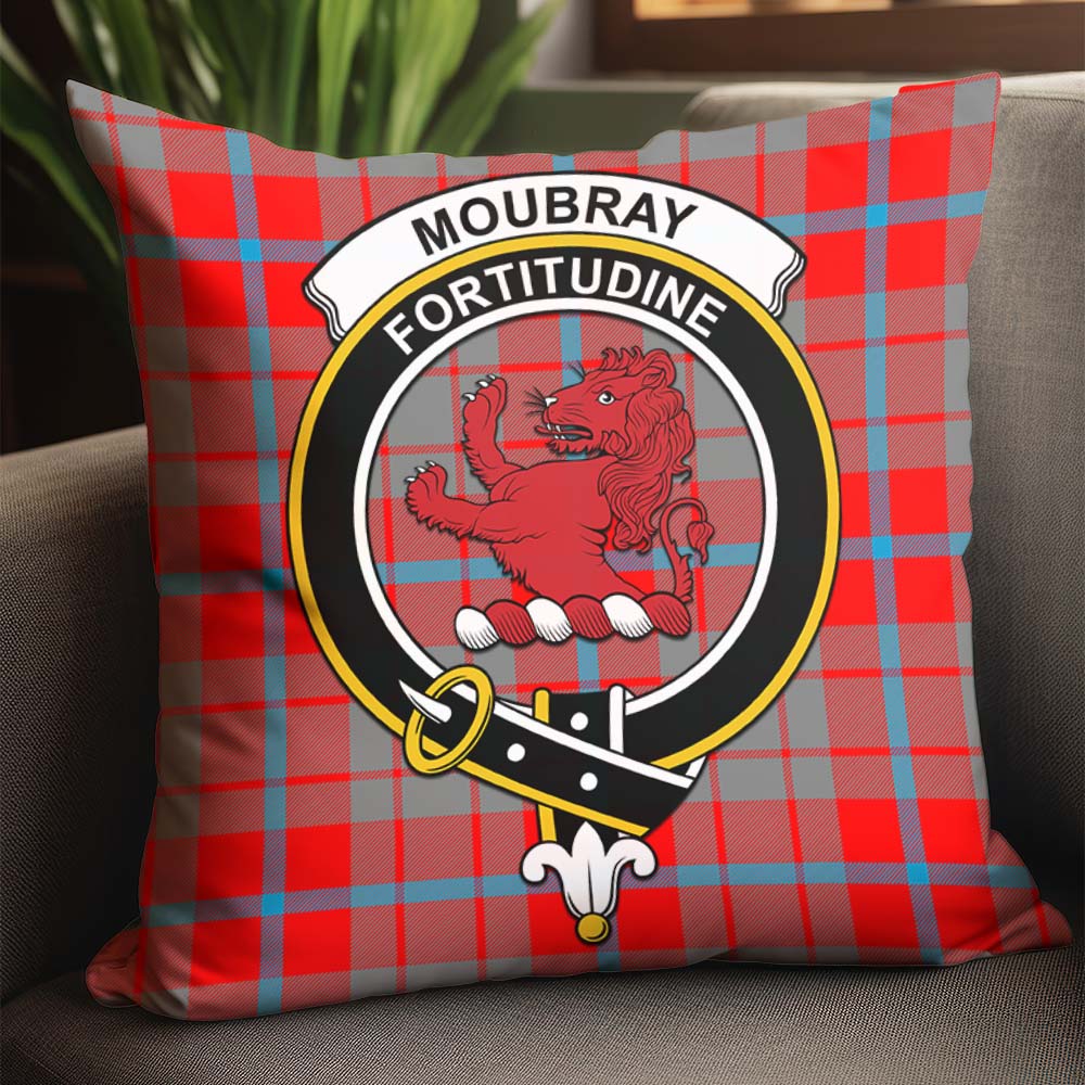 Moubray Tartan Pillow Cover with Family Crest - Tartan Vibes Clothing