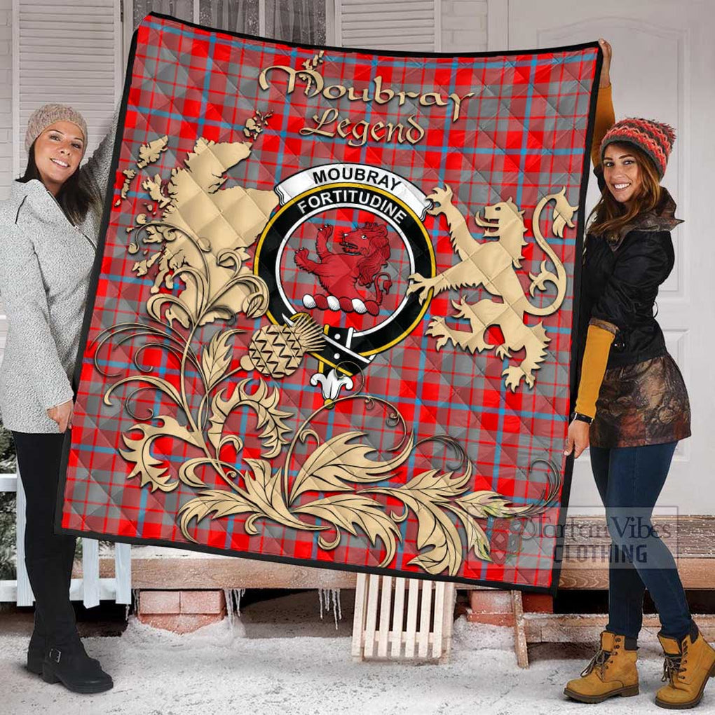 Tartan Vibes Clothing Moubray Tartan Quilt with Family Crest and Scottish Symbol Style