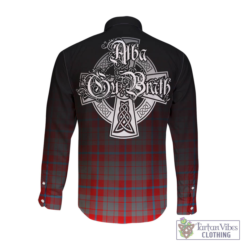 Moubray Tartan Long Sleeve Button Up Featuring Alba Gu Brath Family Crest Celtic Inspired - Tartan Vibes Clothing