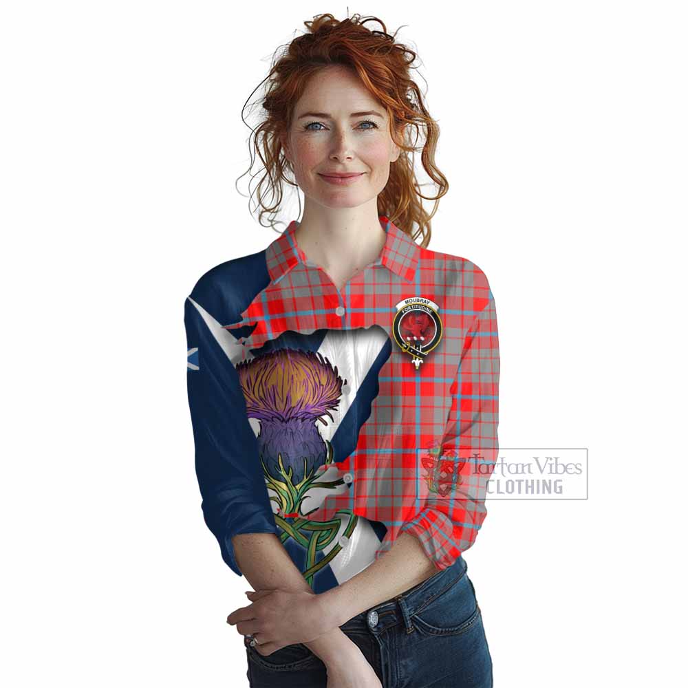 Tartan Vibes Clothing Moubray Tartan Family Crest Women's Casual Shirt Scottish Thistle Celtic Inspired