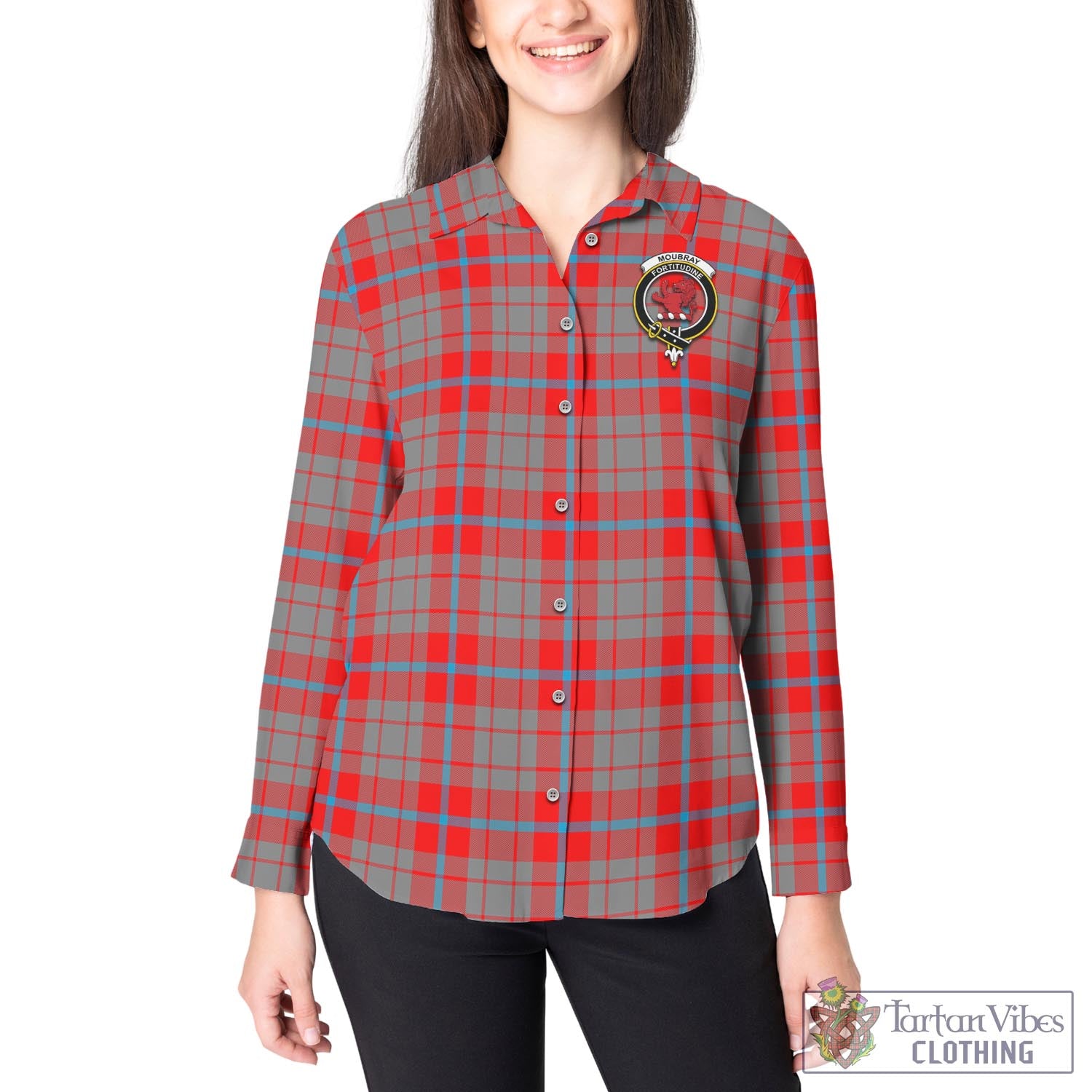 Moubray Tartan Women's Casual Shirt with Family Crest - Tartan Vibes Clothing