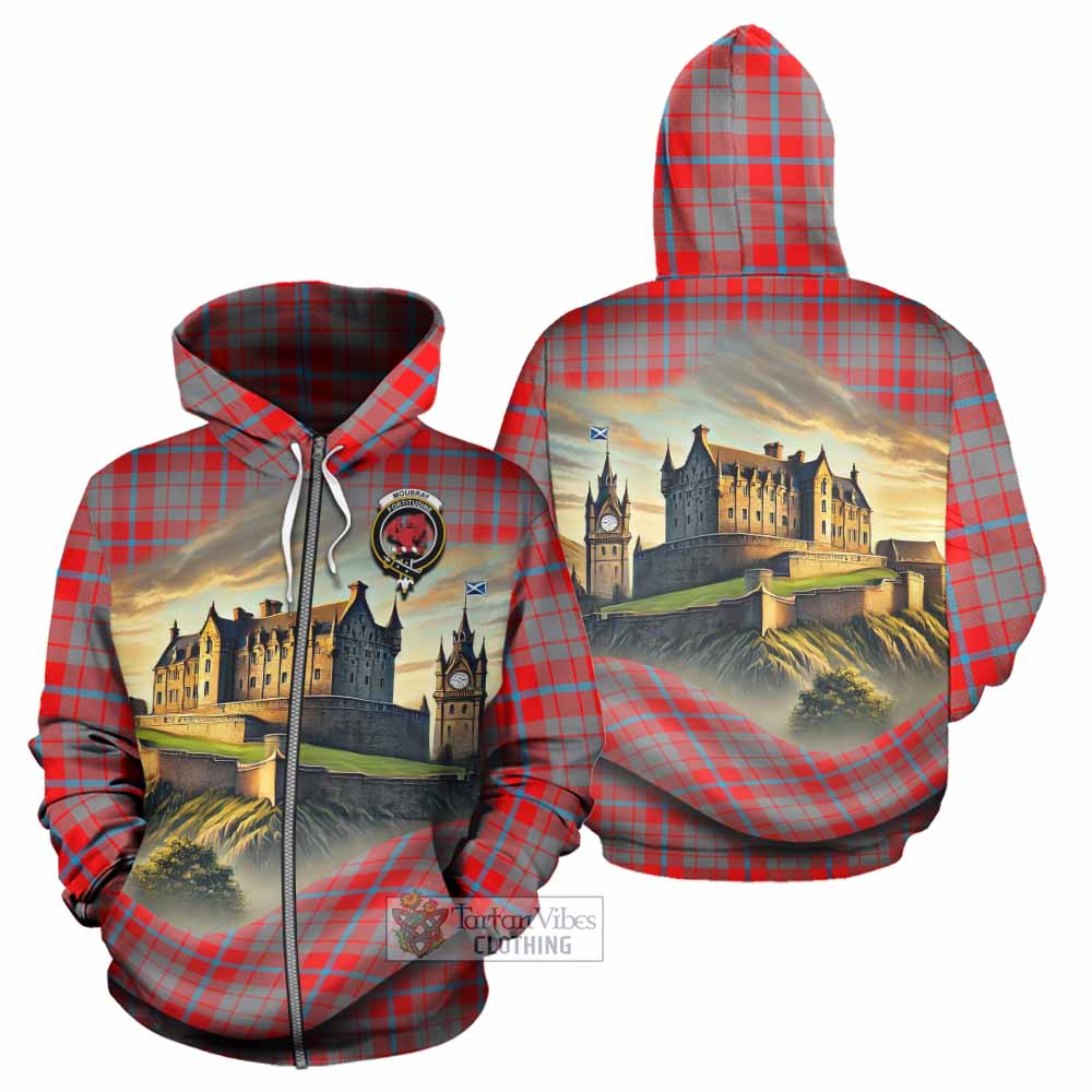 Moubray Tartan Family Crest Hoodie with Scottish Ancient Castle Style Zip Hoodie - Tartan Vibes Clothing