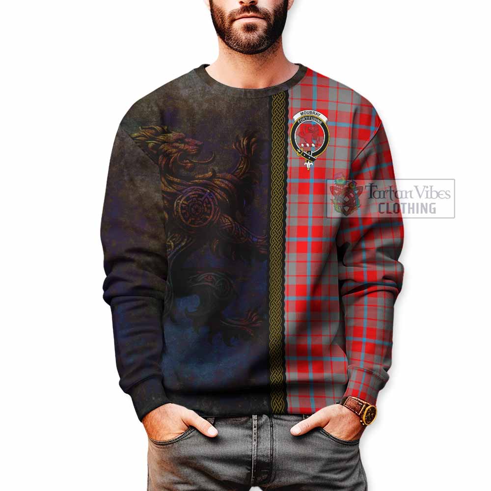 Moubray Tartan Family Crest Sweatshirt Alba Gu Brath Be Brave Lion Ancient Style - Tartan Vibes Clothing