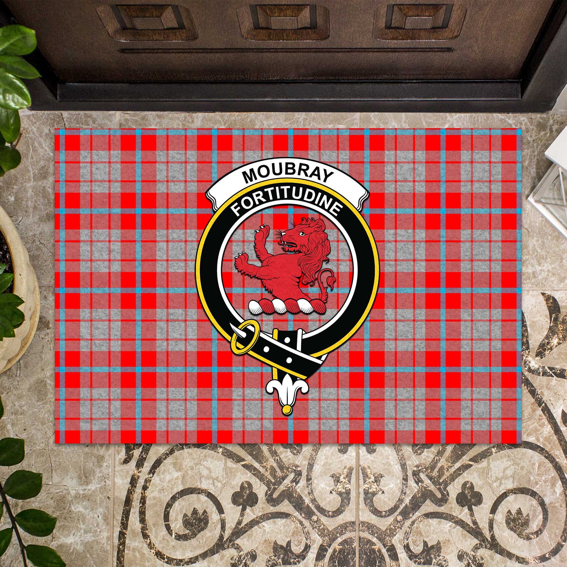 Moubray Tartan Rubber Doormat with Family Crest - Tartan Vibes Clothing