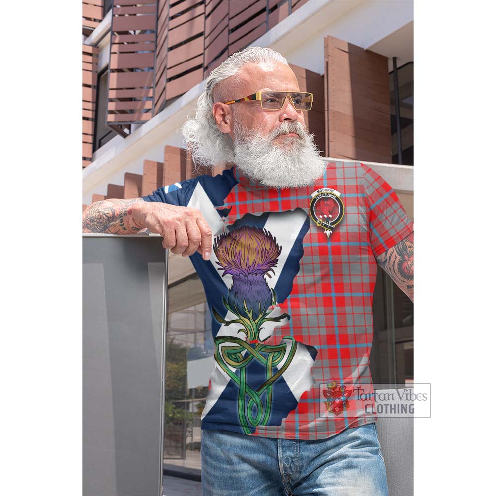 Tartan Vibes Clothing Moubray Tartan Family Crest Cotton T-shirt Scottish Thistle Celtic Inspired
