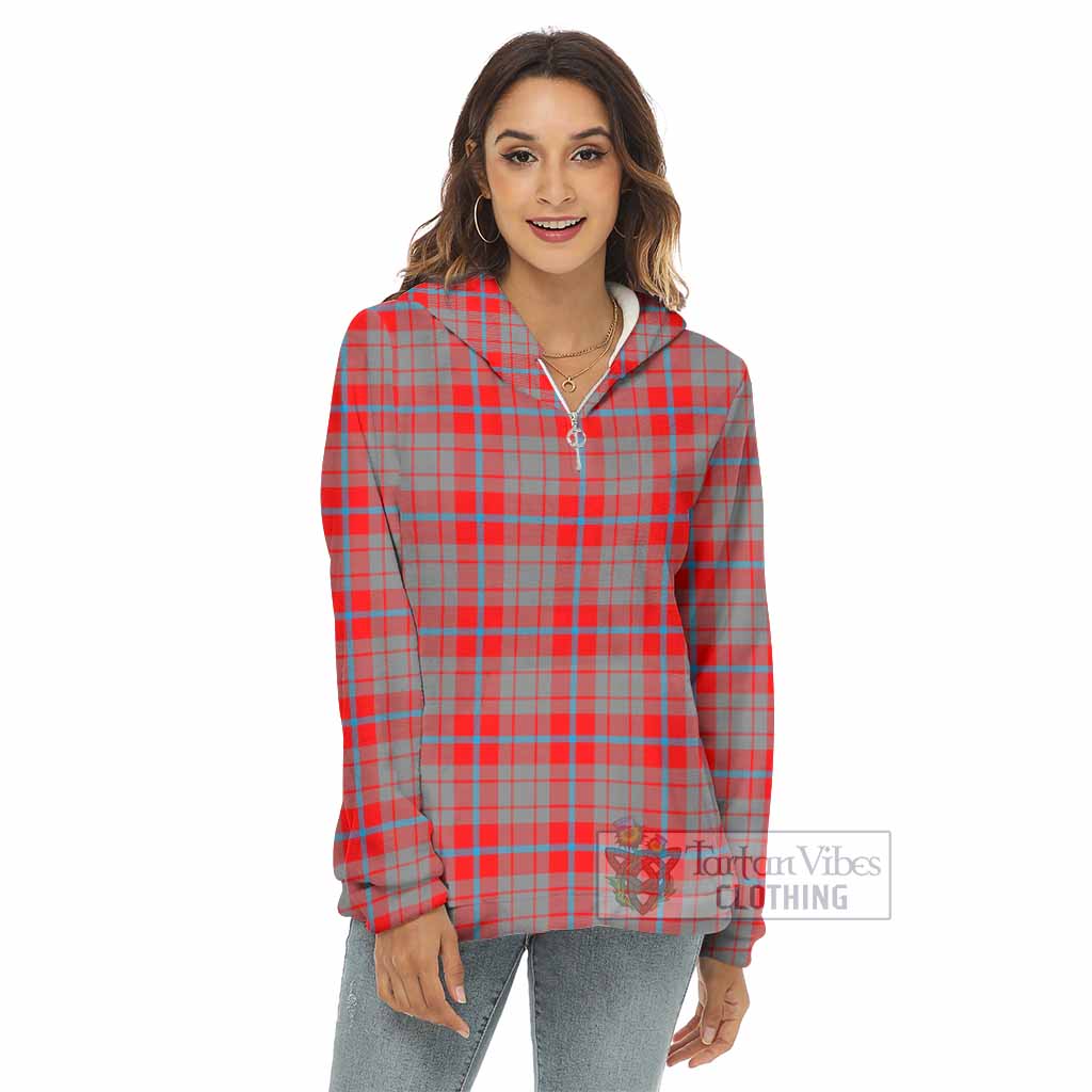 Moubray Tartan Women's Borg Fleece Hoodie with Half Zip - Tartan Vibes Clothing