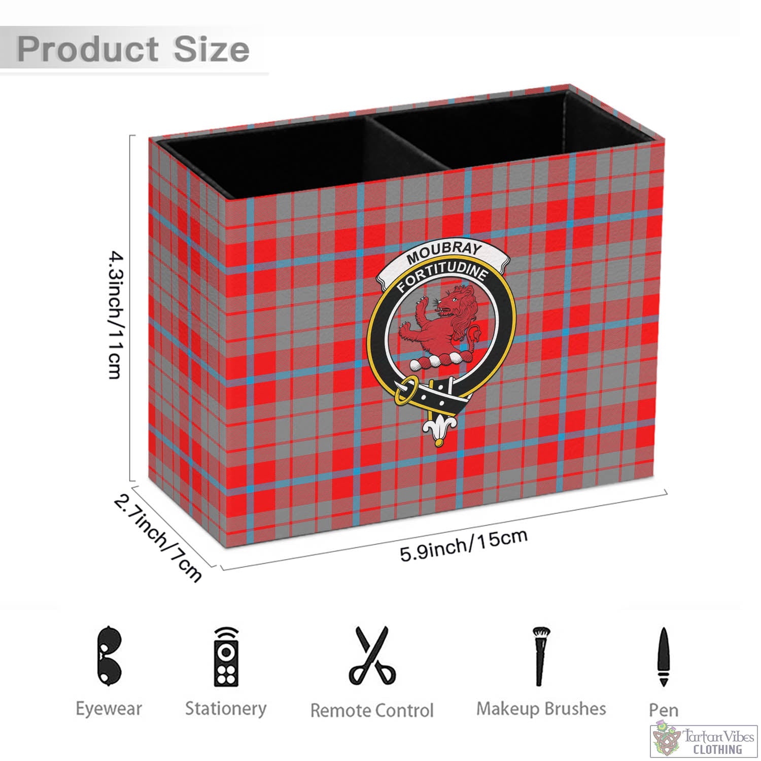 Moubray Tartan Pen Holder with Family Crest - Tartan Vibes Clothing