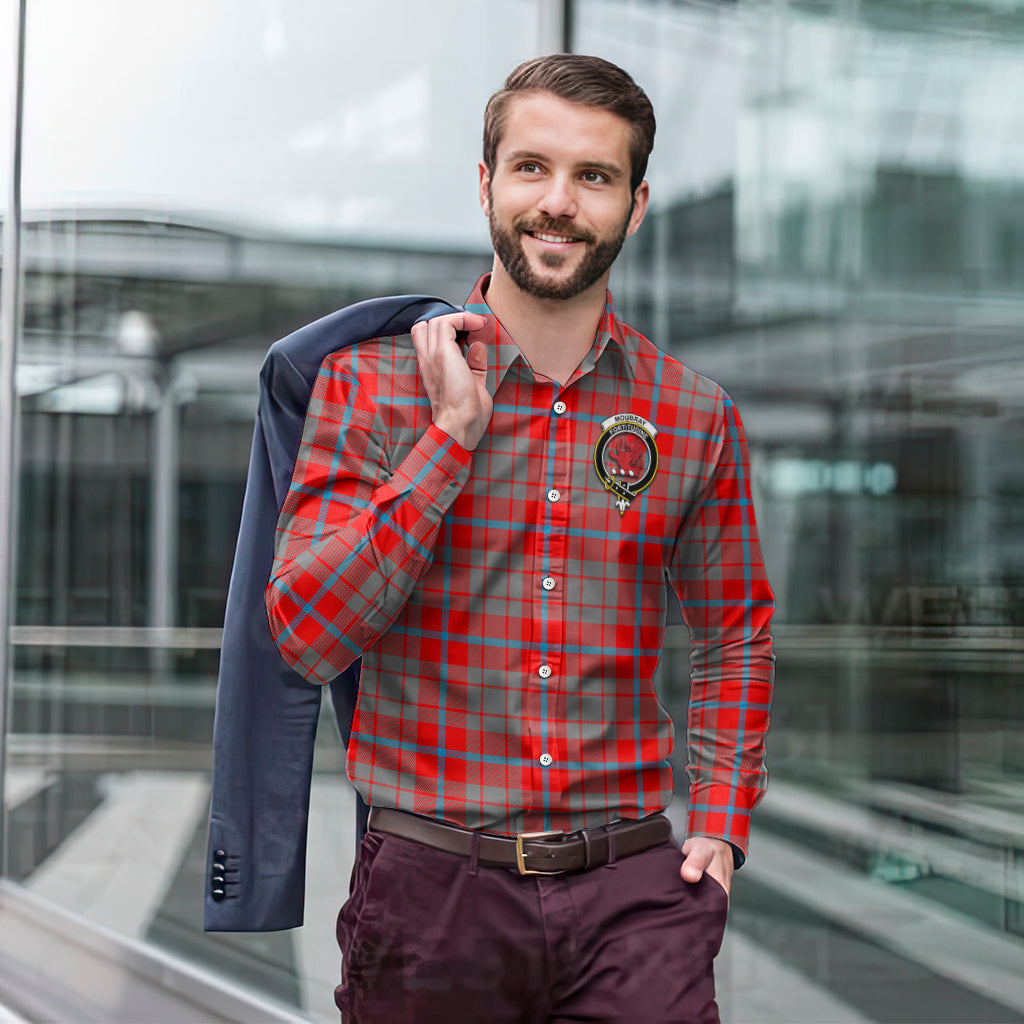 Moubray Tartan Long Sleeve Button Up Shirt with Family Crest - Tartan Vibes Clothing