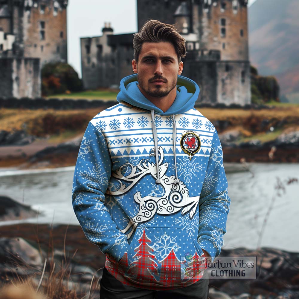 Moubray Clan Christmas Cotton Hoodie Celtic Reindeer Style - Tartan Vibes Clothing