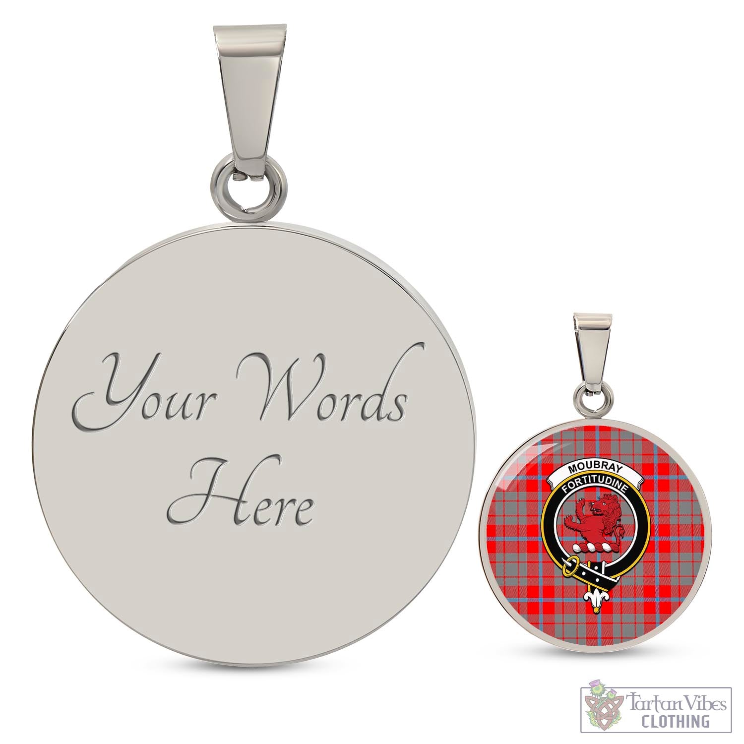 Moubray Tartan Circle Necklace with Family Crest Luxury Necklace (Silver) Yes - Tartan Vibes Clothing