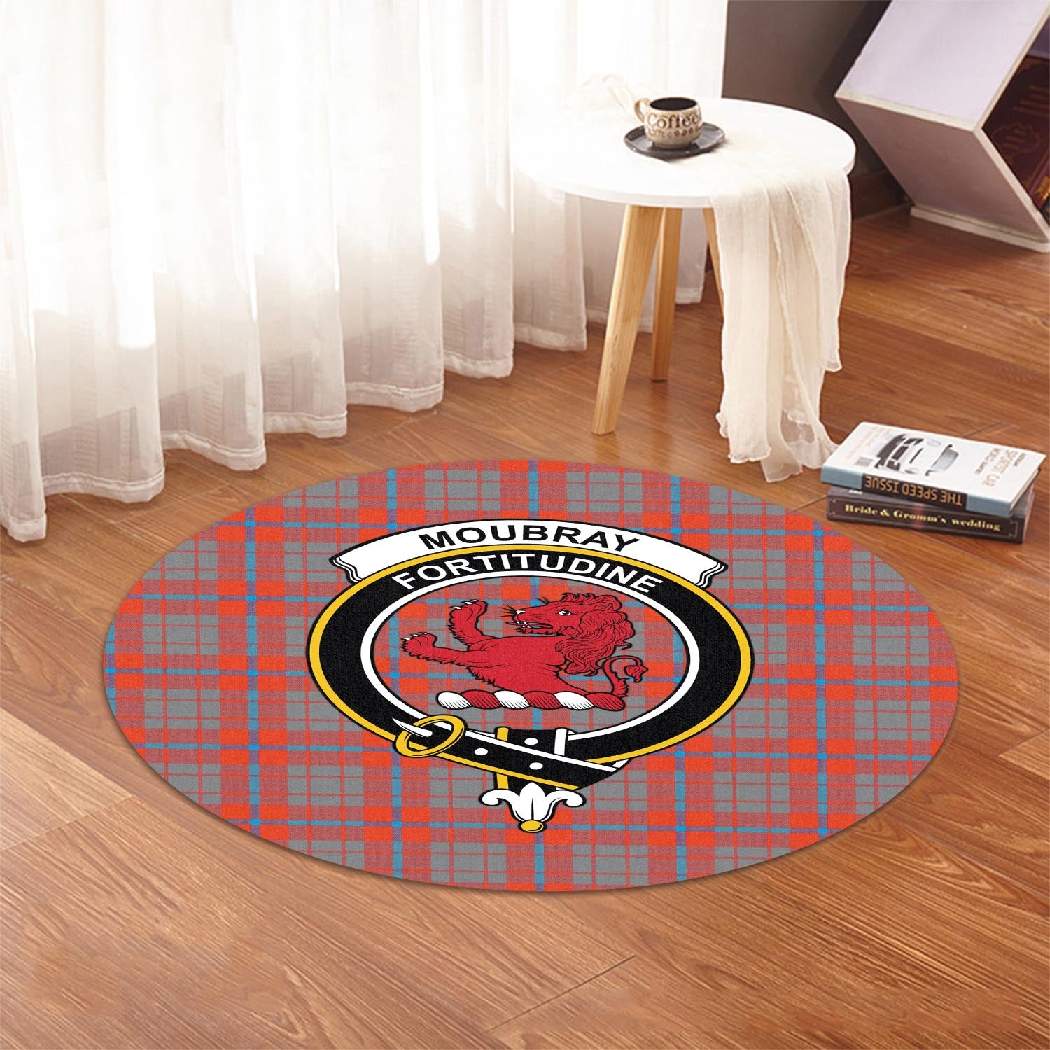 Moubray Tartan Round Rug with Family Crest - Tartan Vibes Clothing