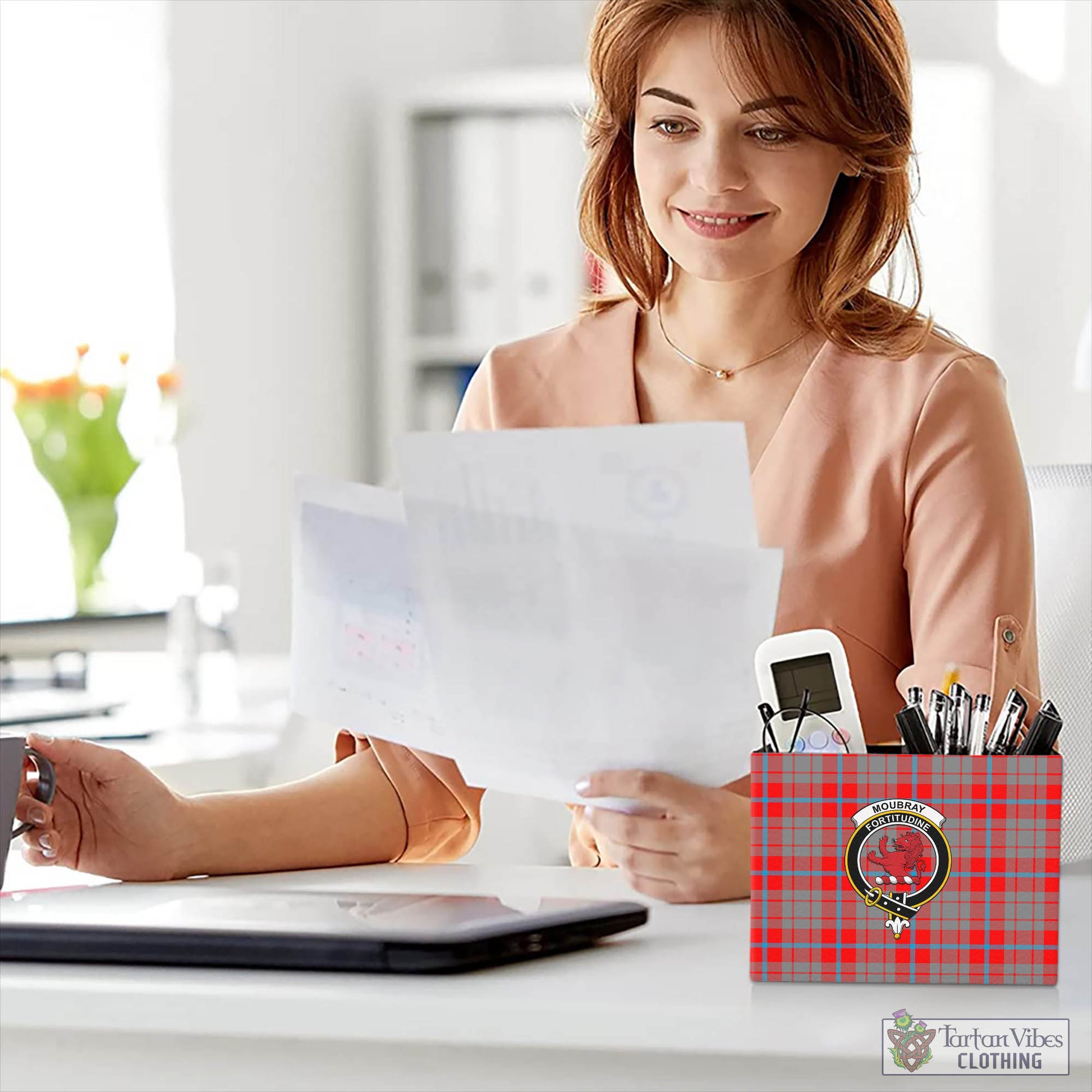 Moubray Tartan Pen Holder with Family Crest - Tartan Vibes Clothing