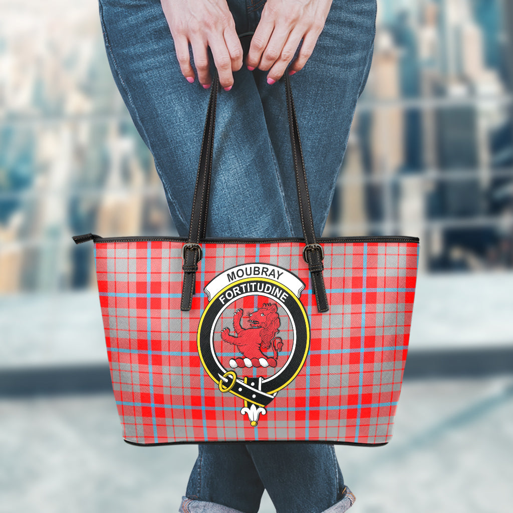 Moubray Tartan Leather Tote Bag with Family Crest - Tartan Vibes Clothing