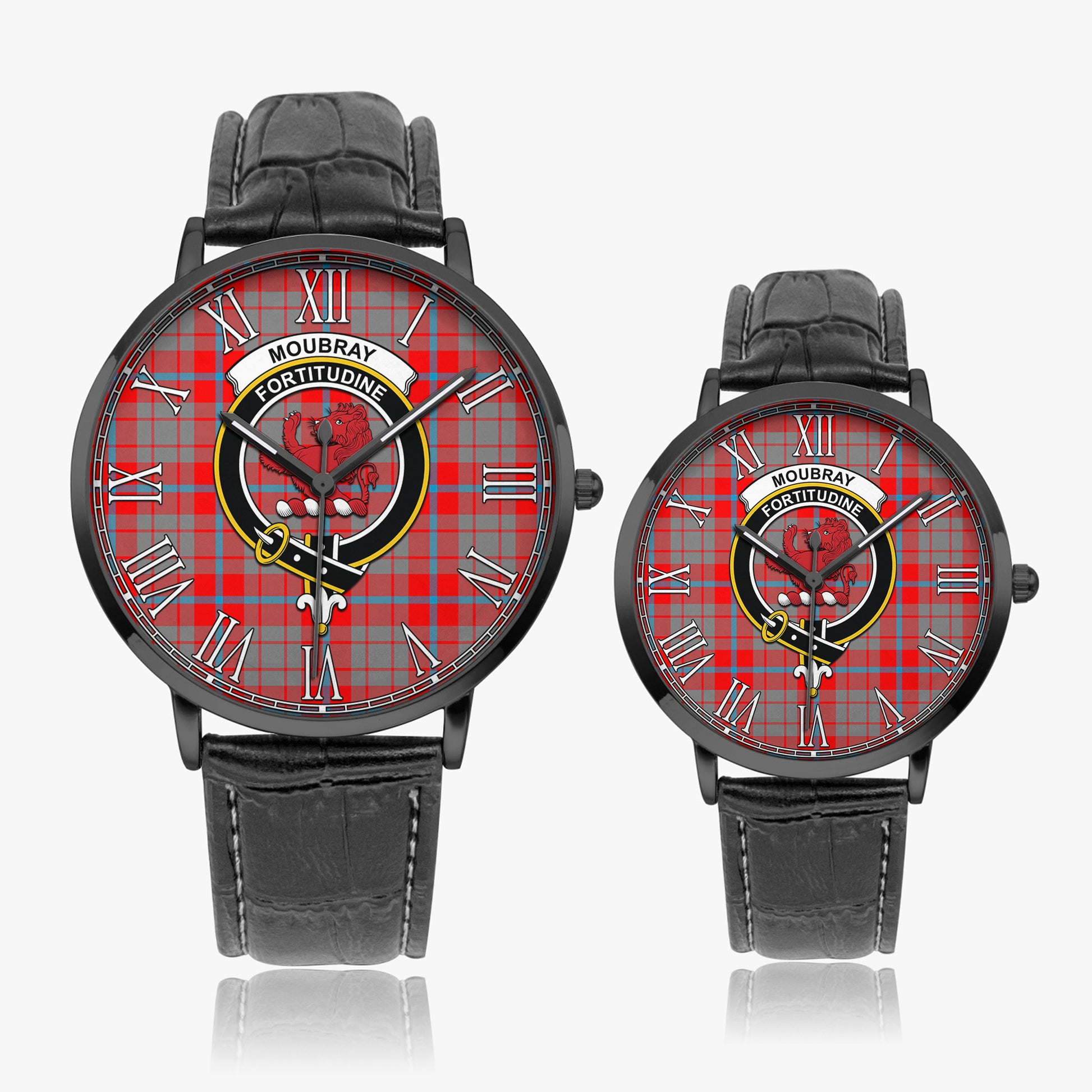 Moubray Tartan Family Crest Leather Strap Quartz Watch - Tartan Vibes Clothing