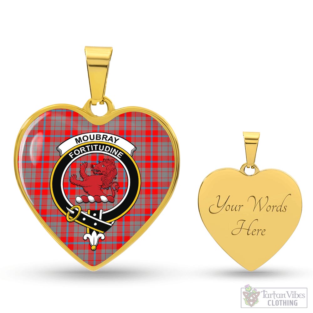 Moubray Tartan Heart Necklace with Family Crest Luxury Necklace (Gold) Yes - Tartan Vibes Clothing