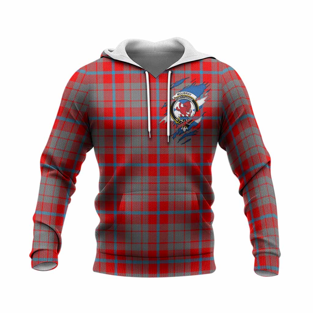 Moubray Clan Crest In Me Tartan Knitted Hoodie Scotland Flag Style