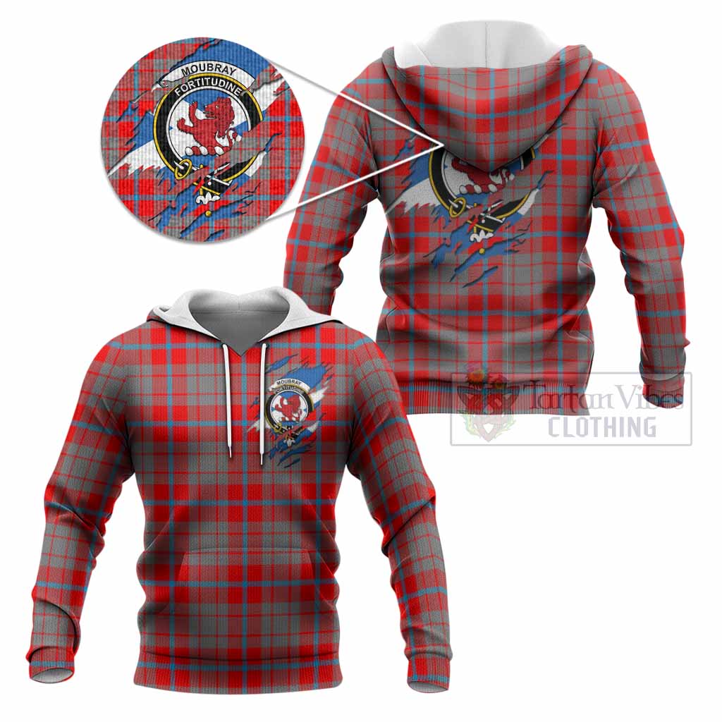 Moubray Clan Crest In Me Tartan Knitted Hoodie Scotland Flag Style