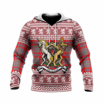 Moubray Clan Tartan Crest Christmas Knitted Hoodie Coat of Arms Funny Style - Tartan Vibes Clothing