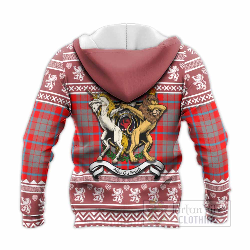 Moubray Clan Tartan Crest Christmas Knitted Hoodie Coat of Arms Funny Style - Tartan Vibes Clothing